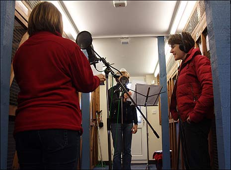Recording a scene on location 