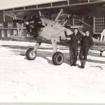 "Fudge" and "Jock", De Winton, Canada in September 1942 with an American single engine Stearman biplane.