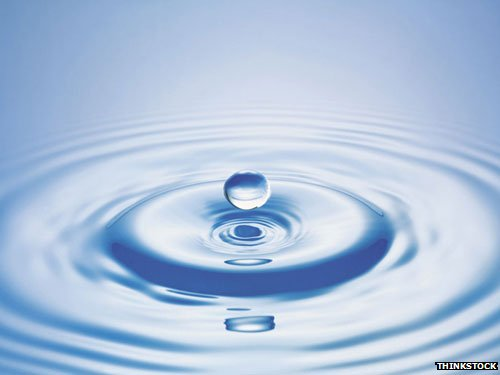 Drop of liquid falling into water