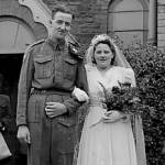 Muriel and Ron Axford on their wedding day in 1944