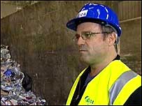 Mike Parr at recycling plant
