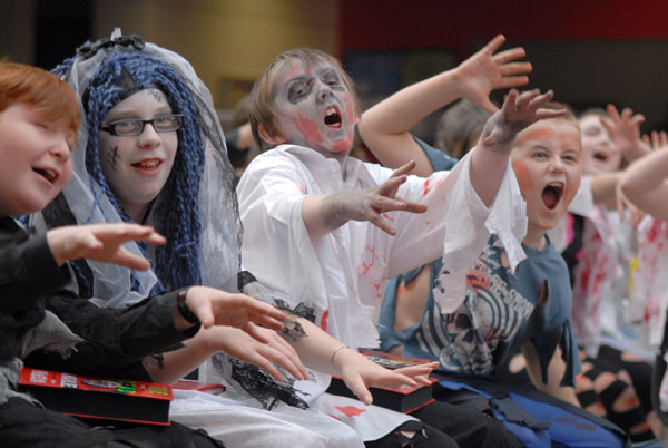 School children dressed as zombies