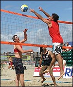 Action from Weymouth's Beach Volleyball Classic