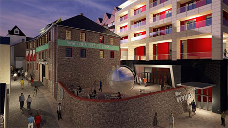 Computer generated image of Swansea's creative hub in the proposed Urban Village in the heart of the city. Photo: iCreate Ltd / www.icreate3d.com