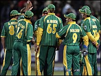 South Africa celebrate another England wicket
