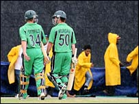 Rain stopped play three times during Ireland's innings against South Africa
