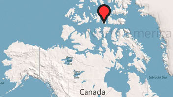 Map showing Resolute Bay in the context of North America