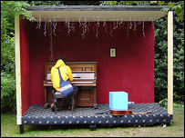 Piano in the woods