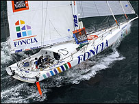 Michel Desjoyeaux sailing on Foncia