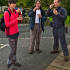 Lizzie, Chris-the-engineer and Mark sample some frozen ices.