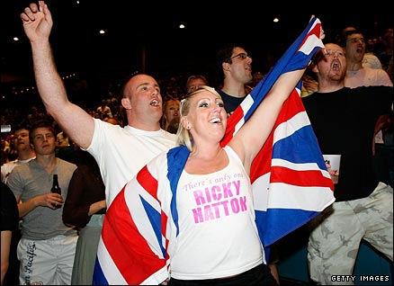 Ricky Hatton's fans cheer him on at the weigh-in