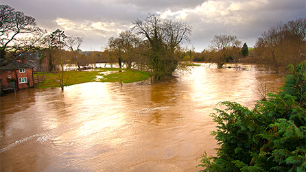 The Afon Vyrnwy in flood by Ron Kyte.