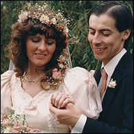 Lise and her husband on their wedding day - rings safely on their fingers