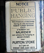 A notice in the Bell Inn in Purton Stoke