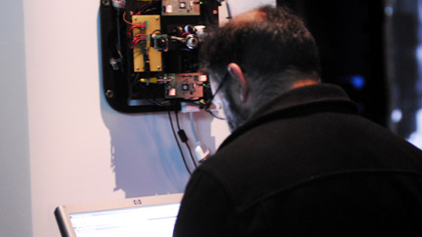 Golan Levin with his Opto-Isolator II