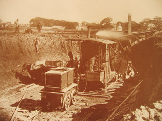Work on the Forth Bridge during the 1880s.