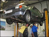 Checking the car