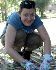 Lisa French in Cambodia working with land mine victims