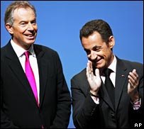 Tony Blair with French President Nicolas Sarkozy