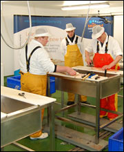Filleting fish at the Seafood Training Centre