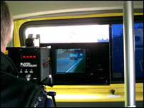 Mobile speed camera in operation