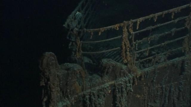 The iconic bow of Titanic as seen from a MIR submarine from the Russian Academy of Sciences