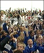Local school children join in the celebrations