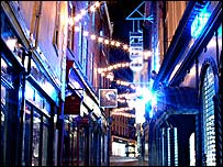 Swan Street in Norwich lights up for Christmas.