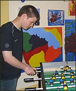 Playing table football