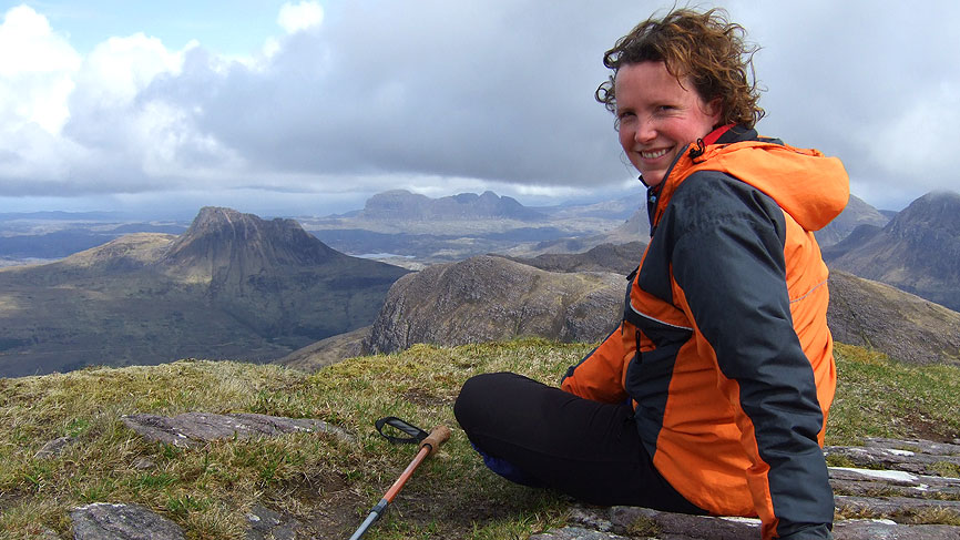 The top of the first hill Pennie did following her operation - Sgurr an Fhidhleir with Stac Pollaidh in the background.