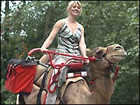 Tessa Dunlop riding a camel