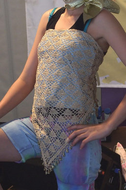 Jeans shorts and boob tube top