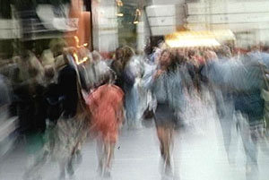 Shoppers in a busy street