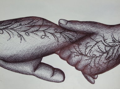 Mother and child holding hands