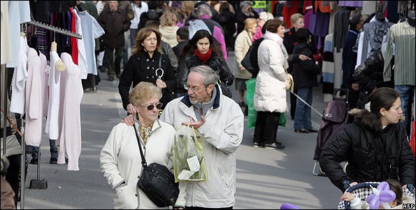 Street market in Ventimiglia, Italy