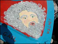 Painted face on the boat