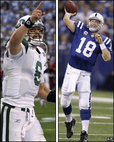 Mark Sanchez and Peyton Manning