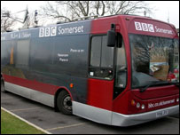 The BBC Somerset Bus in a car park