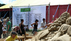 Outside the BBC Introducing tent at Glastonbury 2009