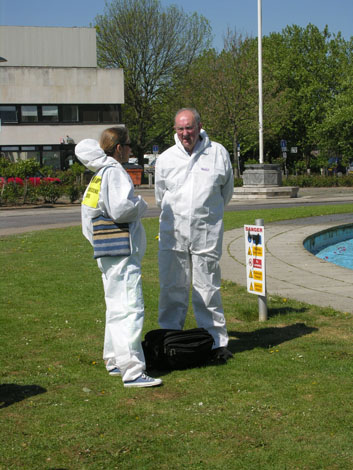 Crime scene officials discuss tactics