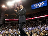 Barack Obama em discurso em Houston, no Texas