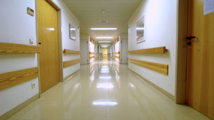 A typical hospital corridor