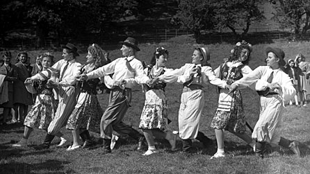 Polish dancers at the Llangollen International Eisteddfod, 1948.