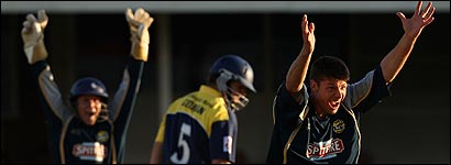 Simon Cook celebrates a wicket for Kent in Saturday's final against Gloucestershire