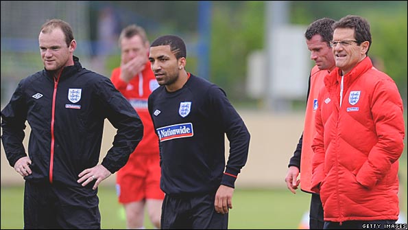 England squad with Fabio Capello in the Austrian Alps