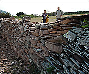 Repaired stone wall