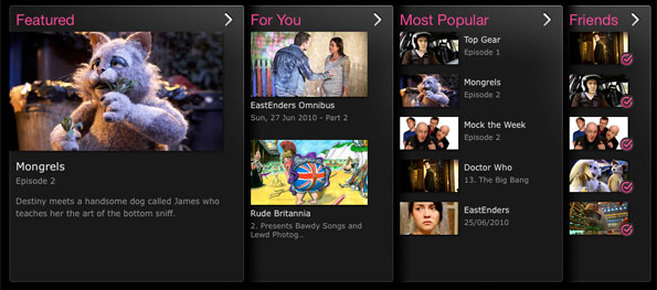 Screenshot: Showing sections Featured; For You; most Popular and Friends