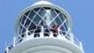 Filming from the top of the lighthouse.