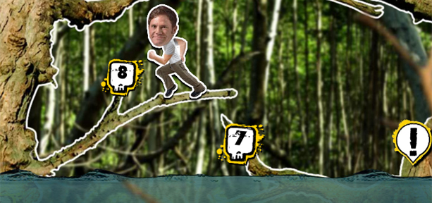Image from new game Deadly Scramble of Steve Backshall climbing a tree 