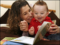 Mother and baby reading